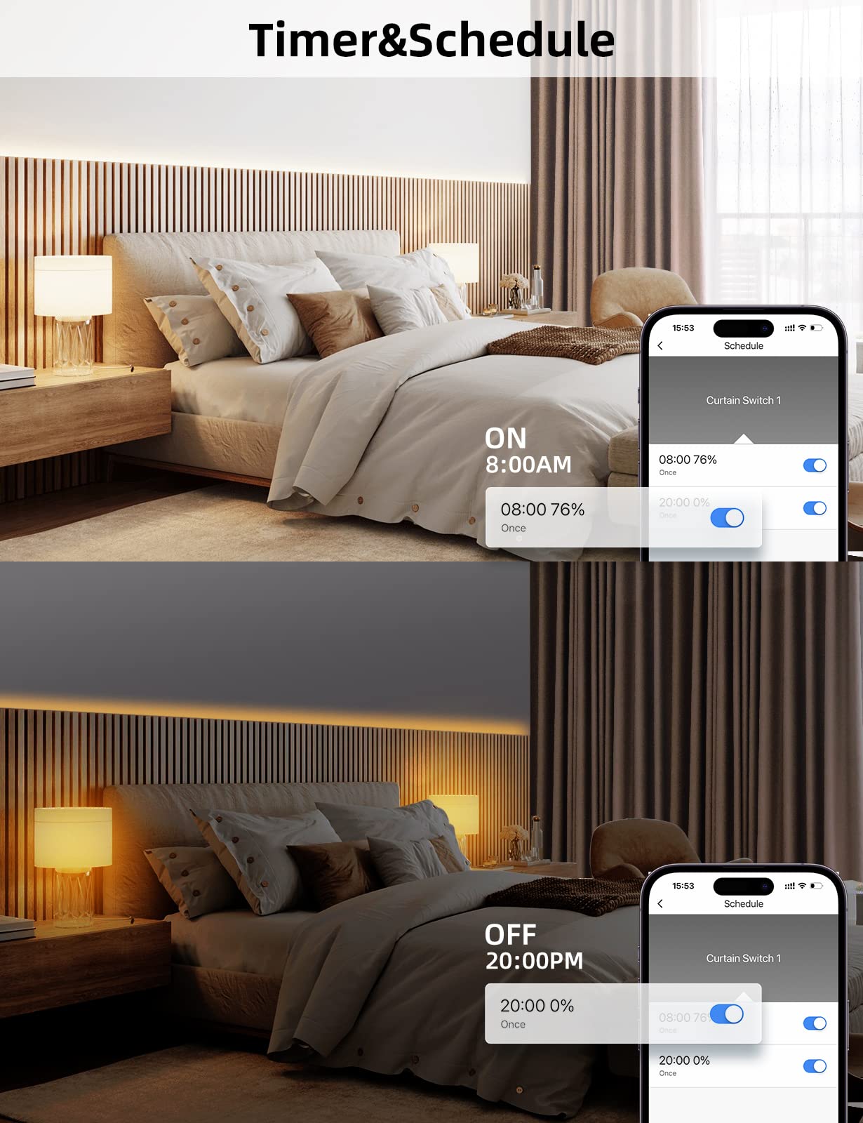 【Ultima Gen.】Interruttore Tapparelle WiFi con Funzione Percentuale, Etersky Interruttore Timer Intelligent per Tapparelle Elettriche Controllo APP e compatibile con Alexa/Google Home-2 Packs