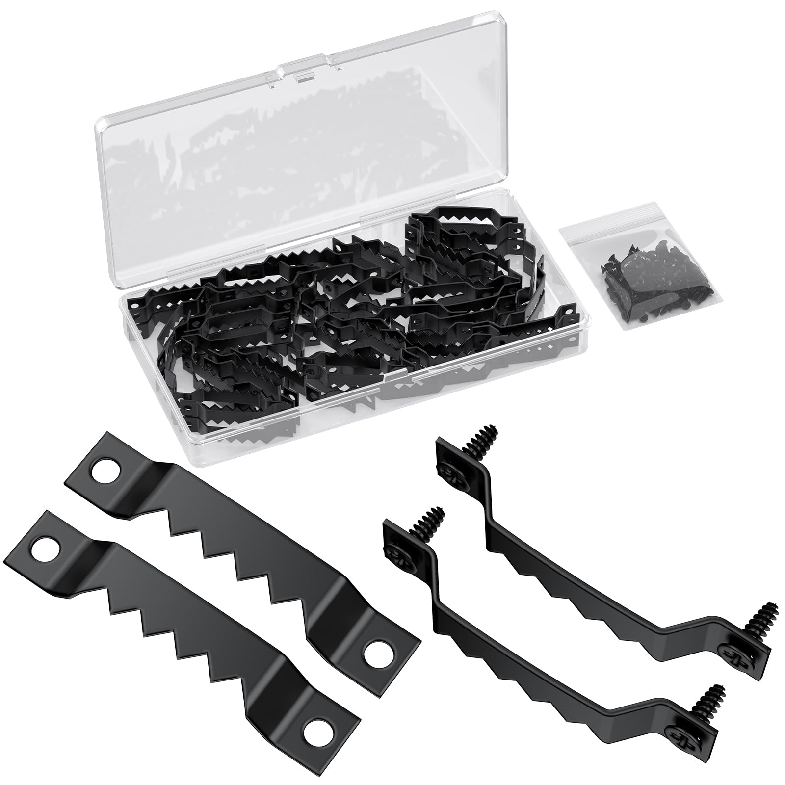 Uniclife 50 Pcs Sawtooth Picture Hangers with Screws 6.8 kg Load Heavy Duty Sawtooth Hangers for Paintings Artworks Clocks Small Picture Hanging Hooks