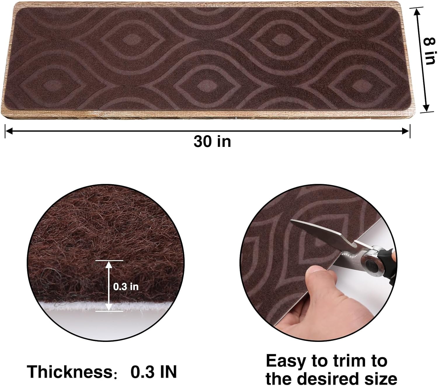 stair treads for wooden steps 15pcs - 8x30in carpet stairs runner indoor non-slip stair mats for kids elders and pets 8x30in foliage brown 15