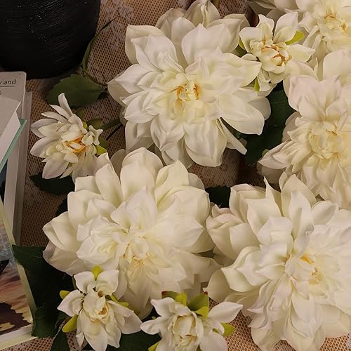 Miniatura 3 de Flores artificiales de seda Dalia de 24 pulgadas de tallo largo, 5 unidades, adecuadas para decoración de boda, ramos de flores, decoraciones de