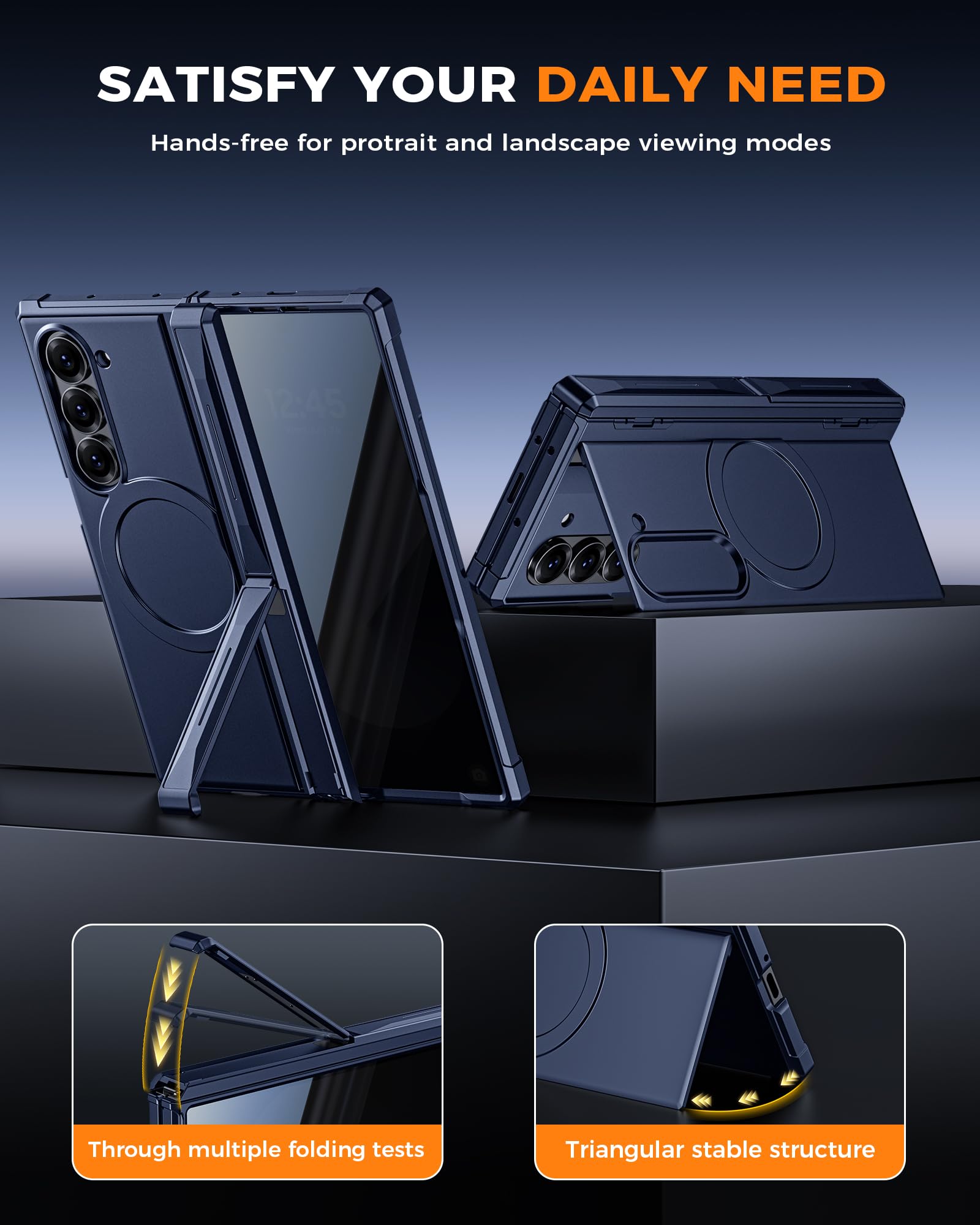 Kaiiecal Funda para Galaxy Z Fold 6 con protector de pantalla de privacidad [apto para Magsafe] [Soporte doble] [Protección de bisagra] Funda de cuerpo completo a prueba de golpes para Samsung Galaxy