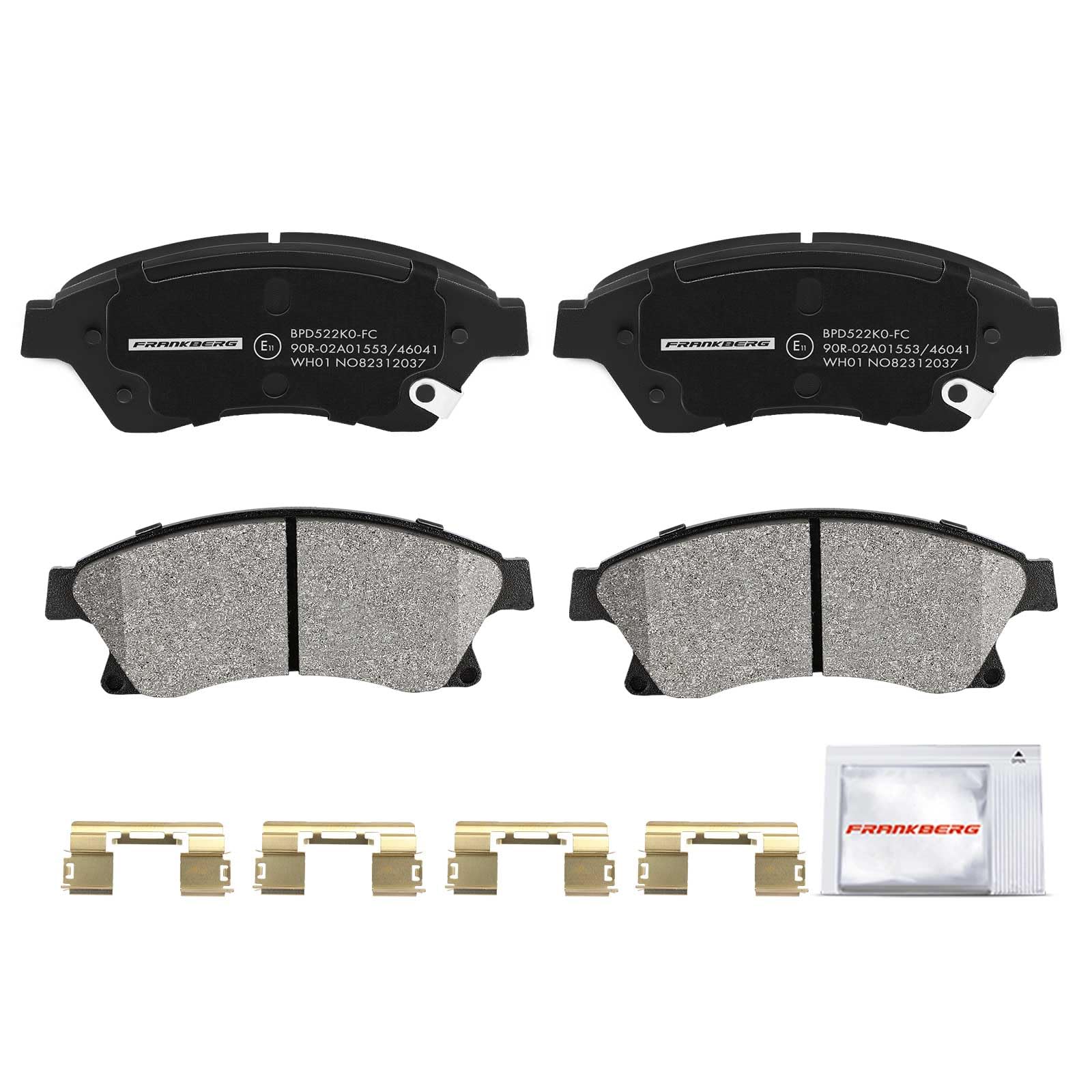Frankberg 4 pastillas de freno delanteras compatibles con Aveo Hatchback T300 1.2L-1.6L 2011-2023 Cruze J300 1.4L-2.0L 2009-2023 Astra J P10 1.2L-2.0L 2009-2015 Replace # 1333 01207