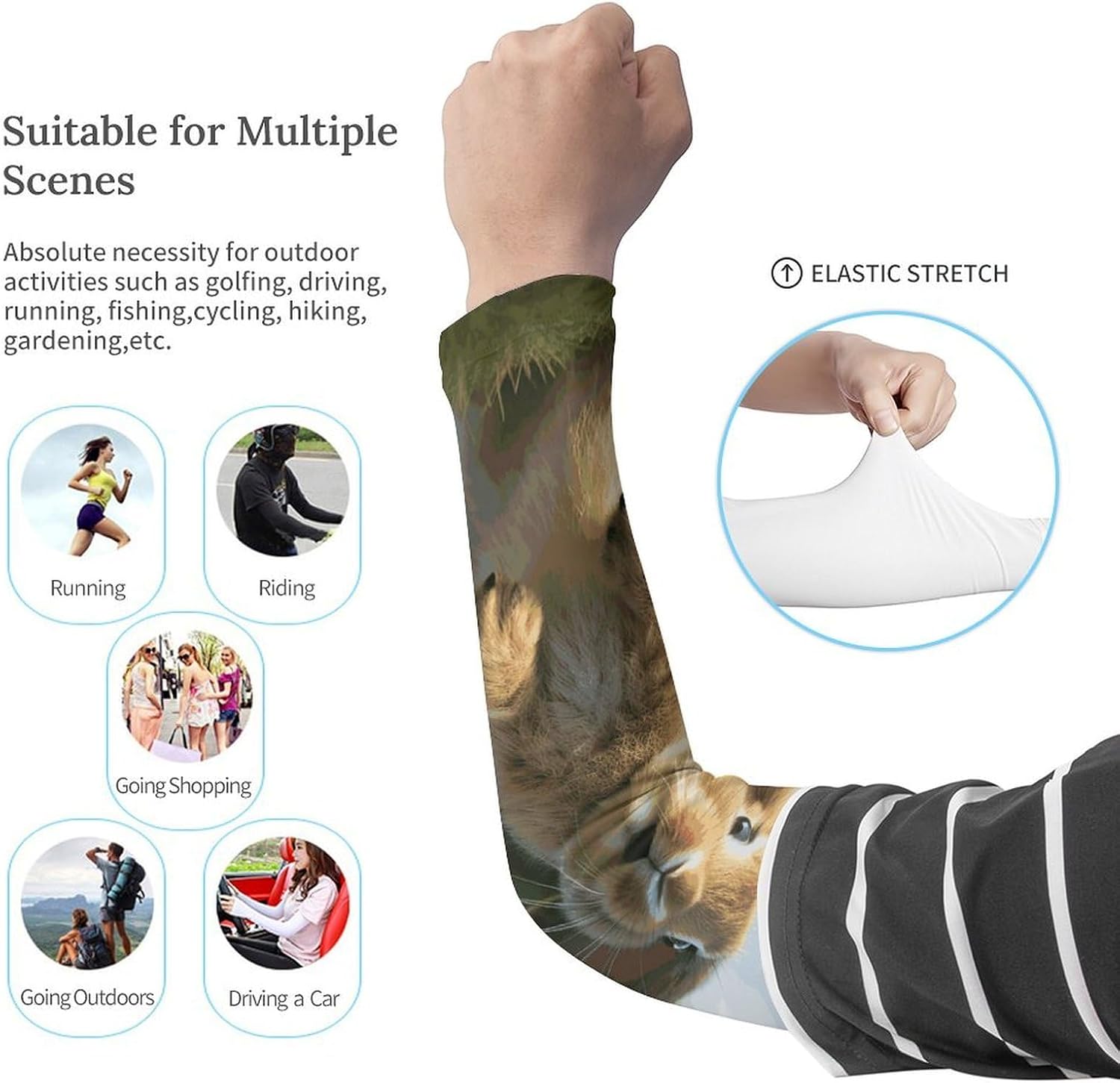 Cute Funny Rabbit Arm Sleeves for Men Women Sun Protection Sleeves Cooling Compression Arm Covers for Sport