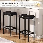 Tabourets de bar HOOBRO, ensemble de 2 chaises de bar, tabourets de hauteur de comptoir, tabourets de selle avec surface incurvée, tabourets de cuisine, 63 cm, rembourrage de 6 cm d'épaisseur, pour cuisine, salle à manger, café Noir BB10BY01