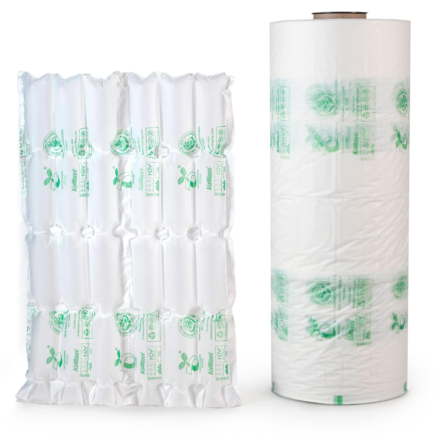 IDL Packaging EcoWave-8.3 Air Pillows for Packaging, 15" Wide and 1300' Long CO2-Neutral Film (1 Roll) - Earth-Friendly Packing Air Bags - Inflatable Cushion Wrap Roll for Shipping