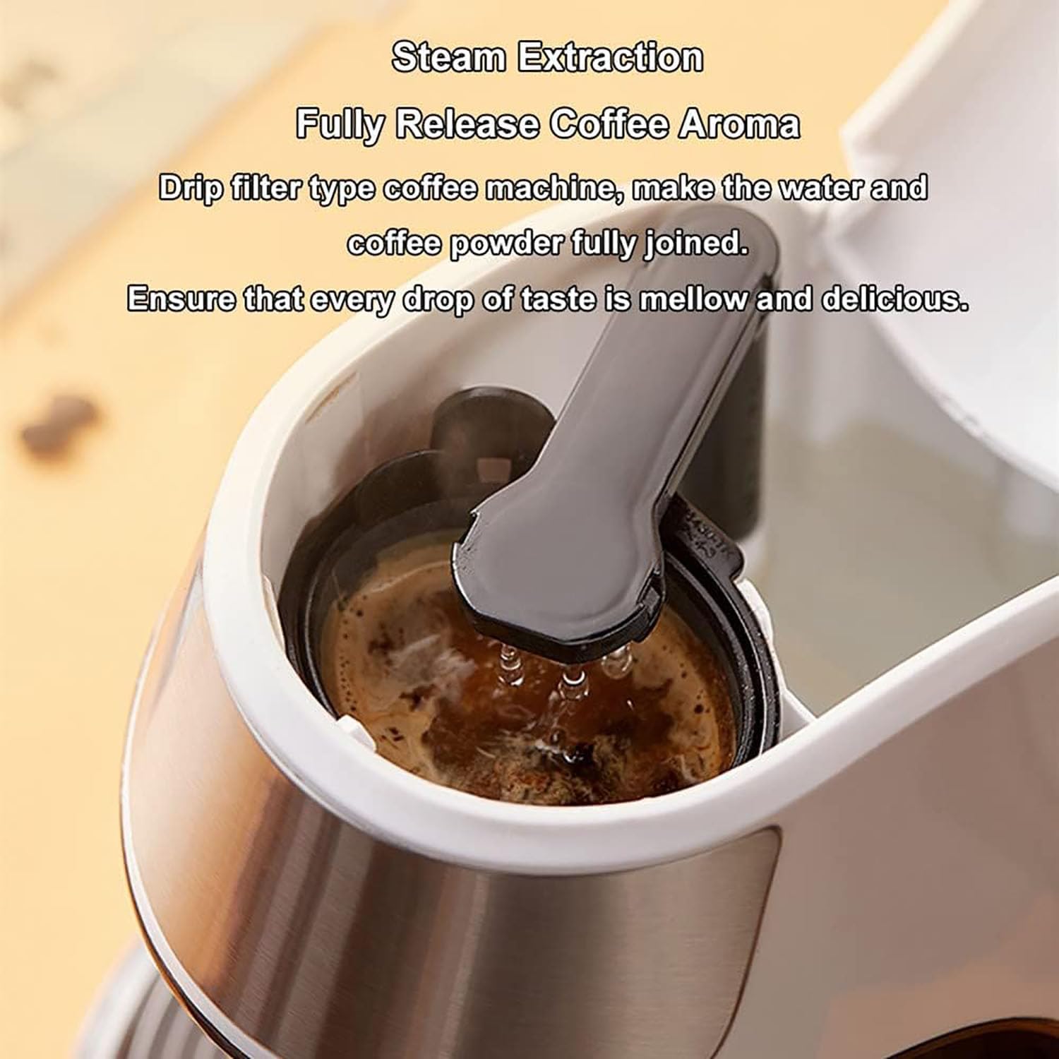 Electric Coffee Machine, Semi-automatic Drip Type Electric Tea Kettle with Ceramic Cup, 300ml Capacity, Steam Extraction, Anti-Dry Burn, for Office Home Use