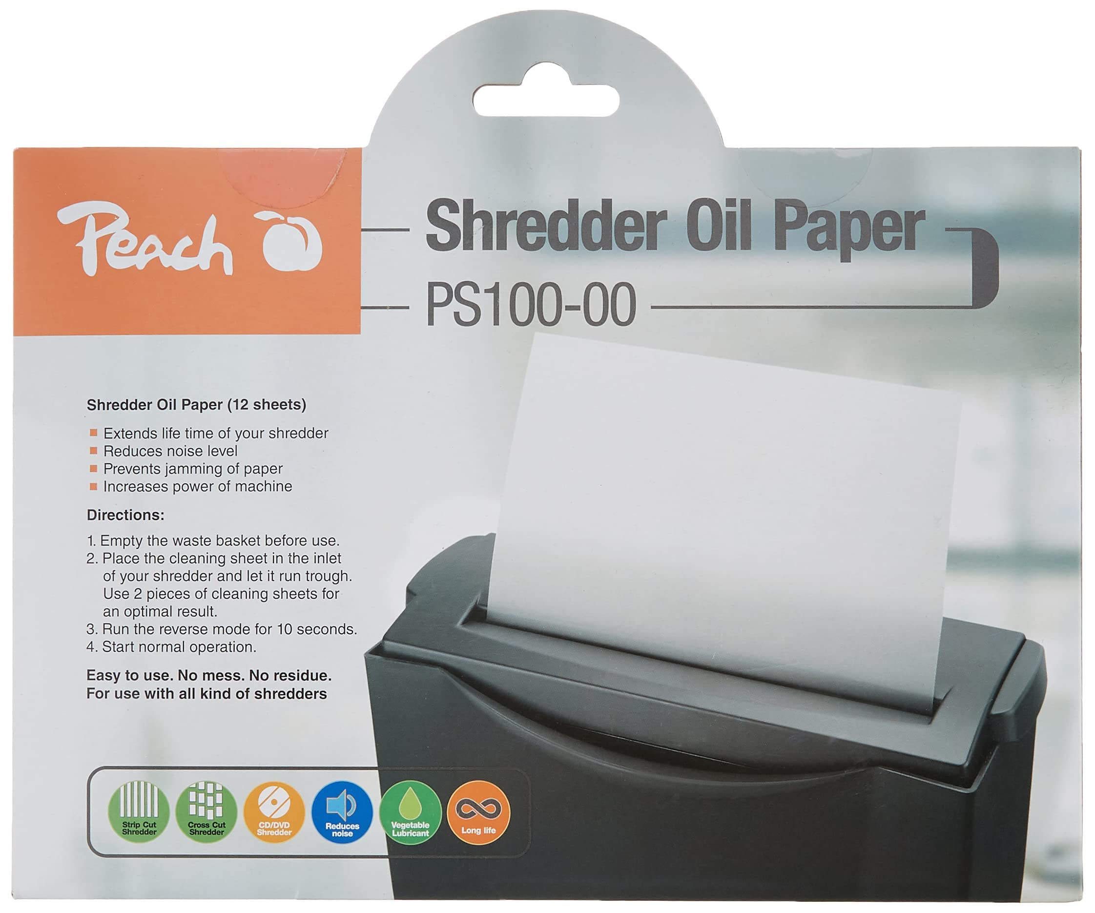 Peach PS100-00 Aktenvernichter Service Kit | 12 Ölpapiere | Aktenvernichterpflege + Aktenvernichter-Öl PS100-05 |Inhalt 355 ml | die Pflege für Ihren Aktenvernichter| für alle Aktenvernichter geeignet