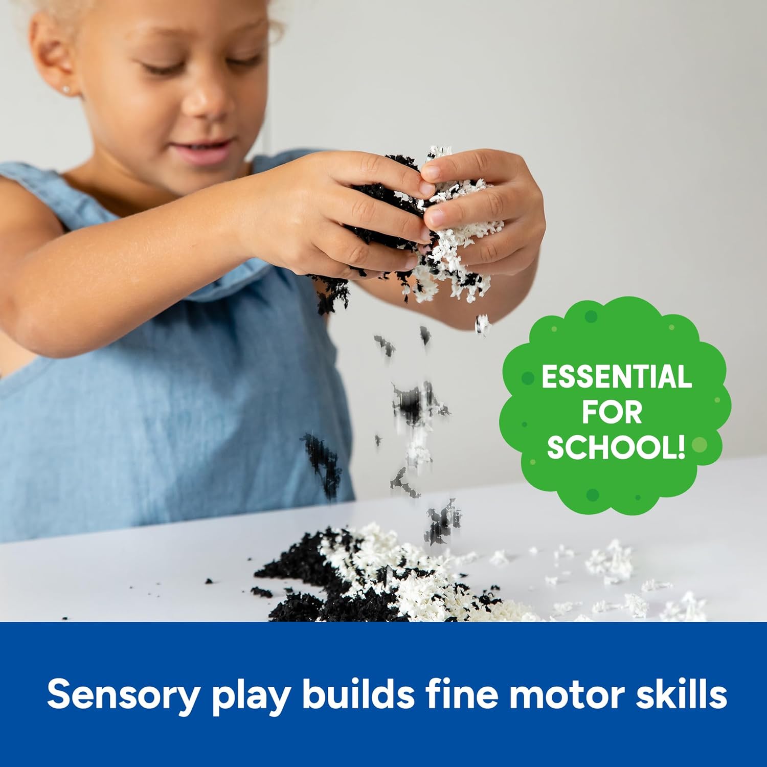Educational Insights Pluffle® Black & White 2-Pack - Sensory Bin Foam Set, No Mess Alternative to Sand Toys & Slime for Toddlers at Home or in the Classroom, Fun Sensory Table Filler, Kids Ages 3+