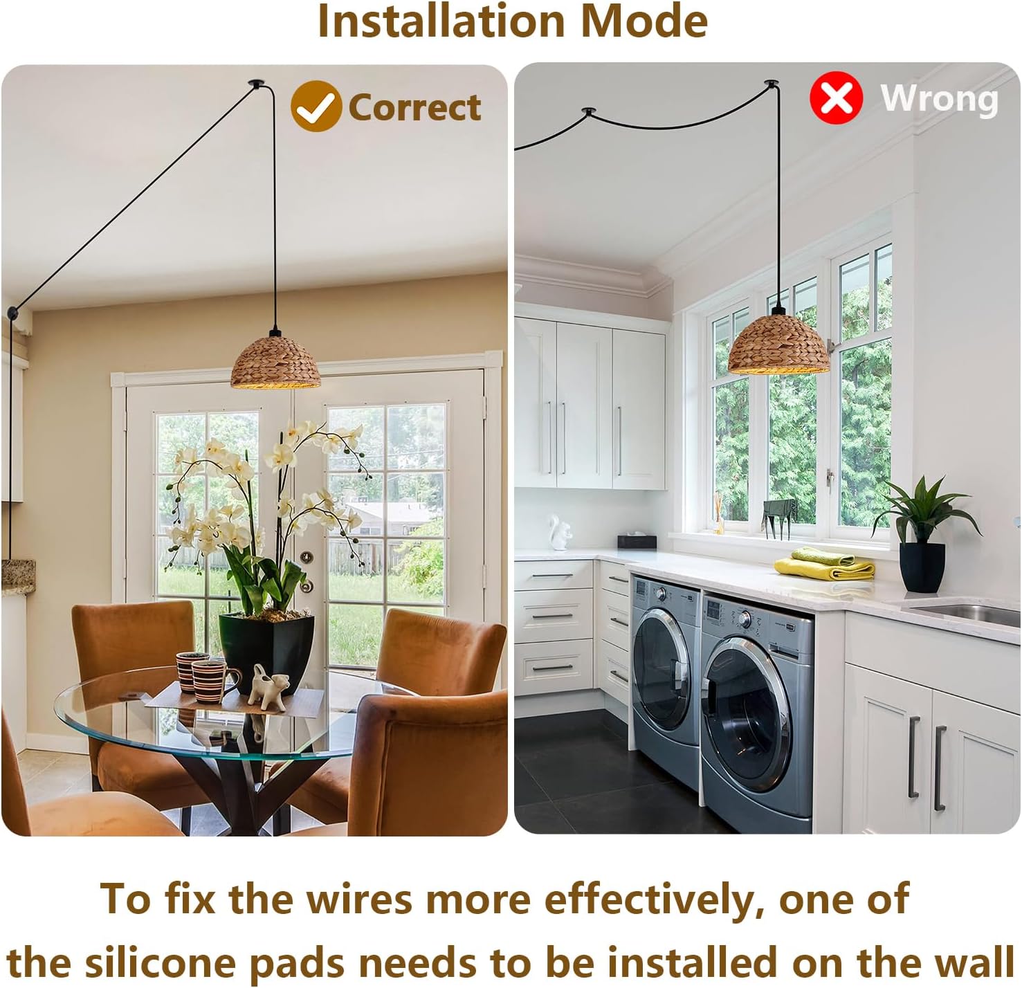 11.8 Inch Boho Pendant Light Dimmable Rattan Pendant Lighting Hanging Light with Switch Woven Lampshade Hanging Lamp Fixture with Plug in Cord for Kitchen Island Bedroom Living Room