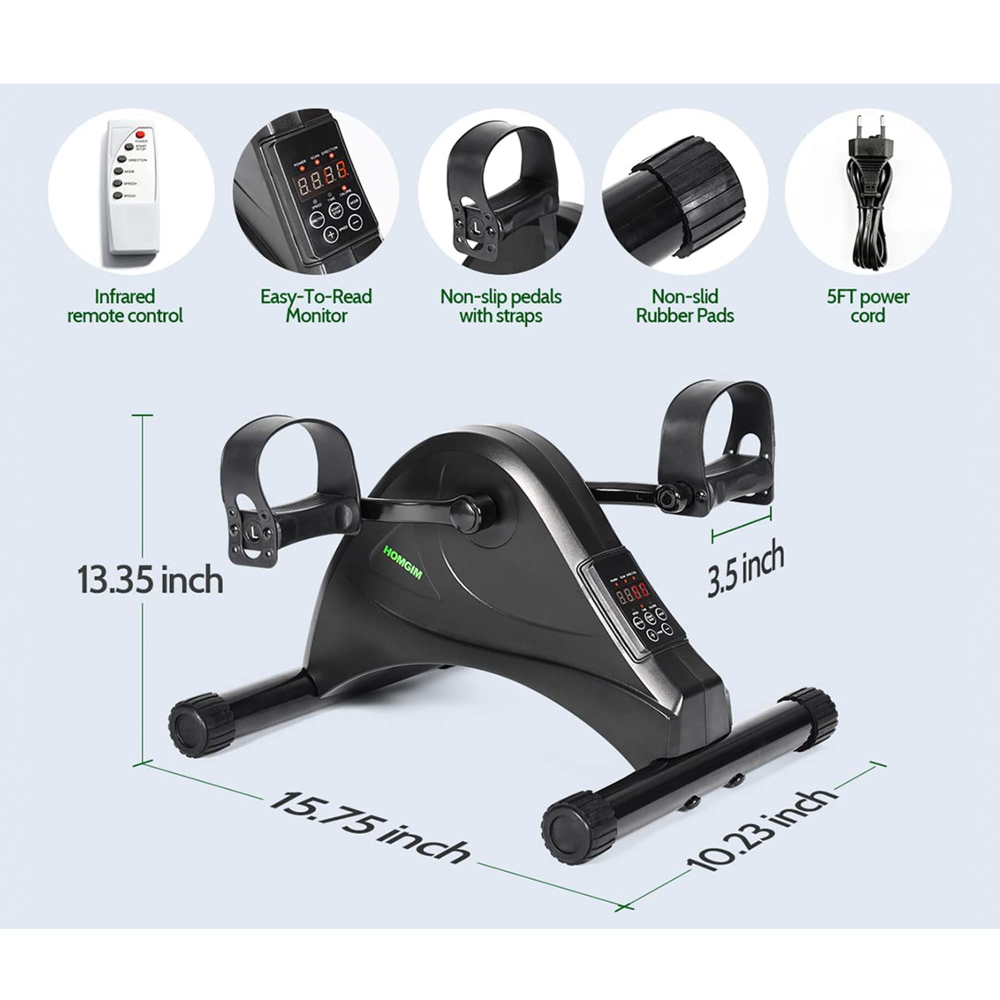 Pédalier Électrique GIMA Avec Écran LED - Exercice Cardiovasculaire Compact Pour Maison & Bureau