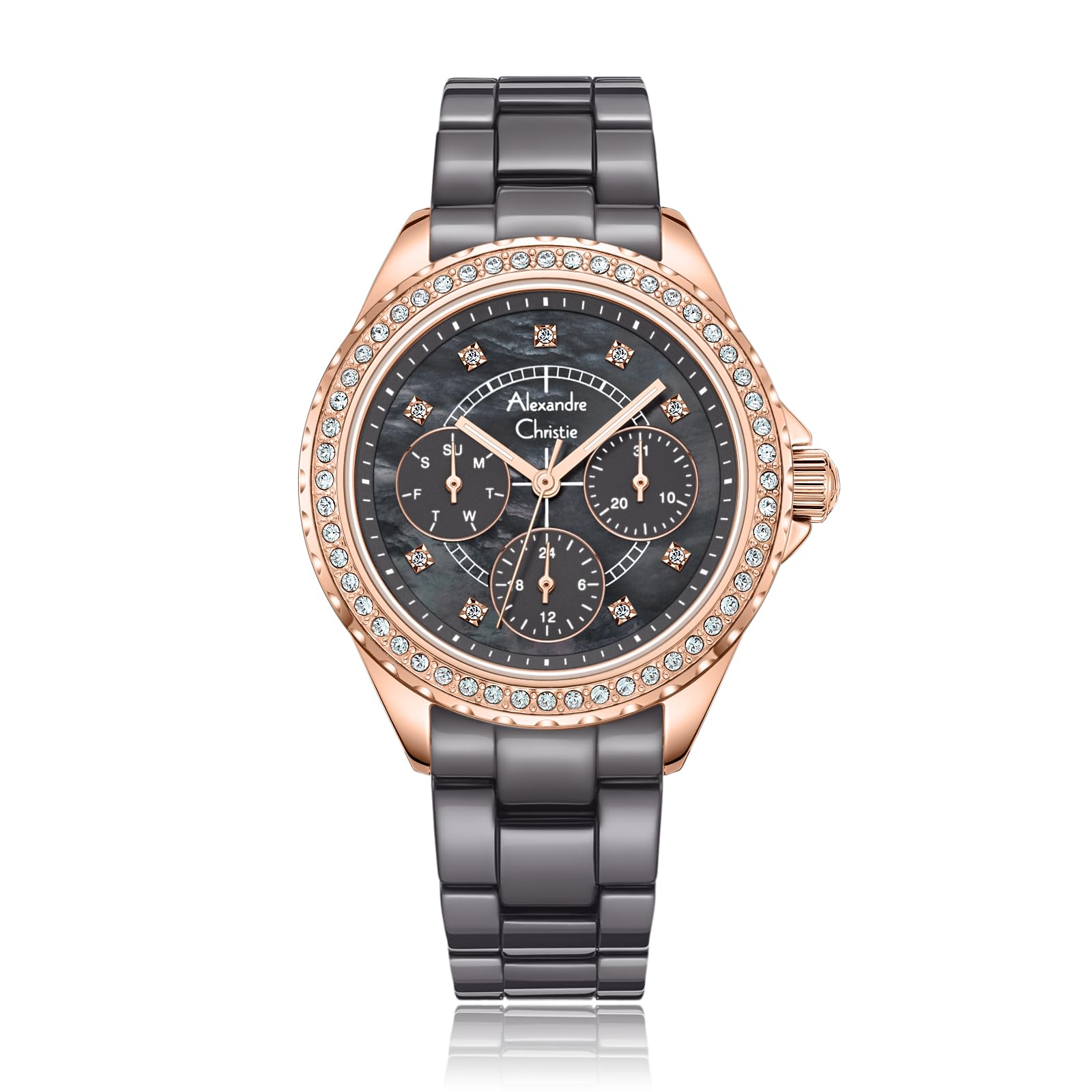 Alexandre Christie AC 2B16 Multifunction Watch for Women - Grey Rose Gold(Stainless Steel Case and Band, Quartz Movement, Grey Strap, Grey Dial) (B0CXXWD3YY) Amazon Price History, Amazon Price Tracker