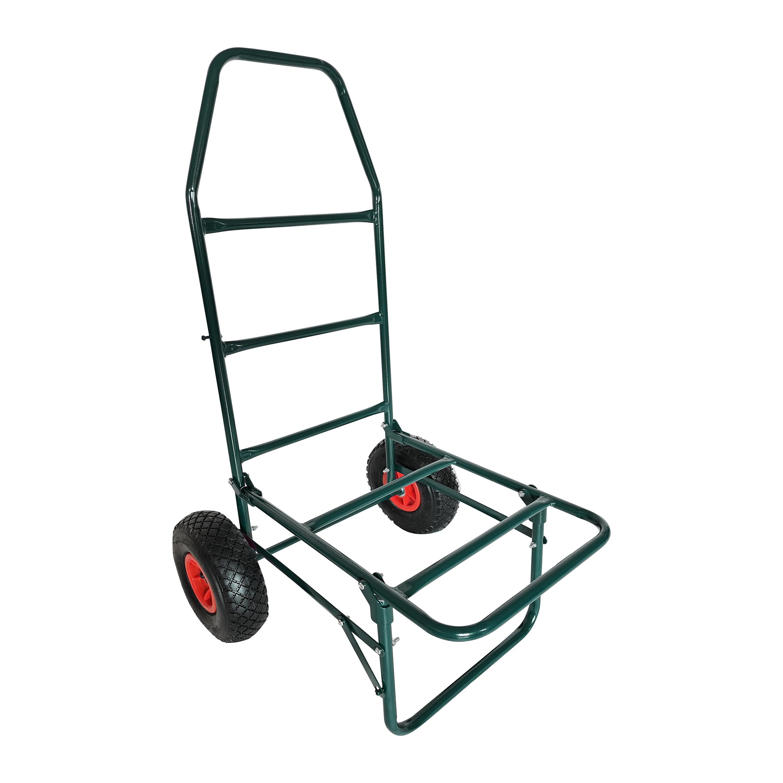 Relaxdays foldable platform trolley, HxWxD 102x50x37 cm, pneumatic tyres, up to 80 kg, steel, green