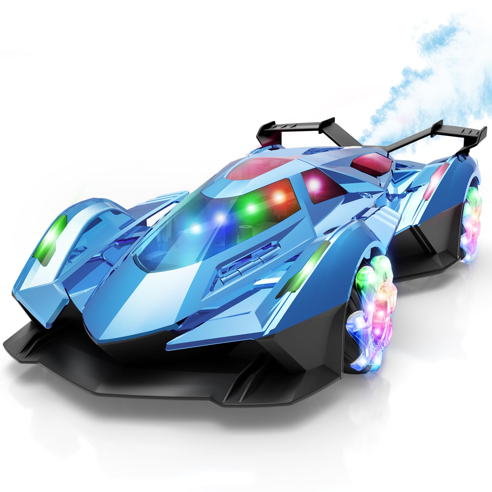 Lamb Remote Control Car for Boys 4-7 8-12 Drift Rc Cars with 360° Rotation, Spray, Music & Lights 1:12 Rechargeable Rc Car Toys 10-12km/h Sport Race Toy Cars Gifts for Kids (Blue)