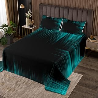 Feelyou Geometric Artistic Smear Coverlet Set Queen Size, Green and Black Quilted Coverlet for Kids Toddler Modern Geometric Bedspread Abstract Graffiti Art Quilted 3Pcs