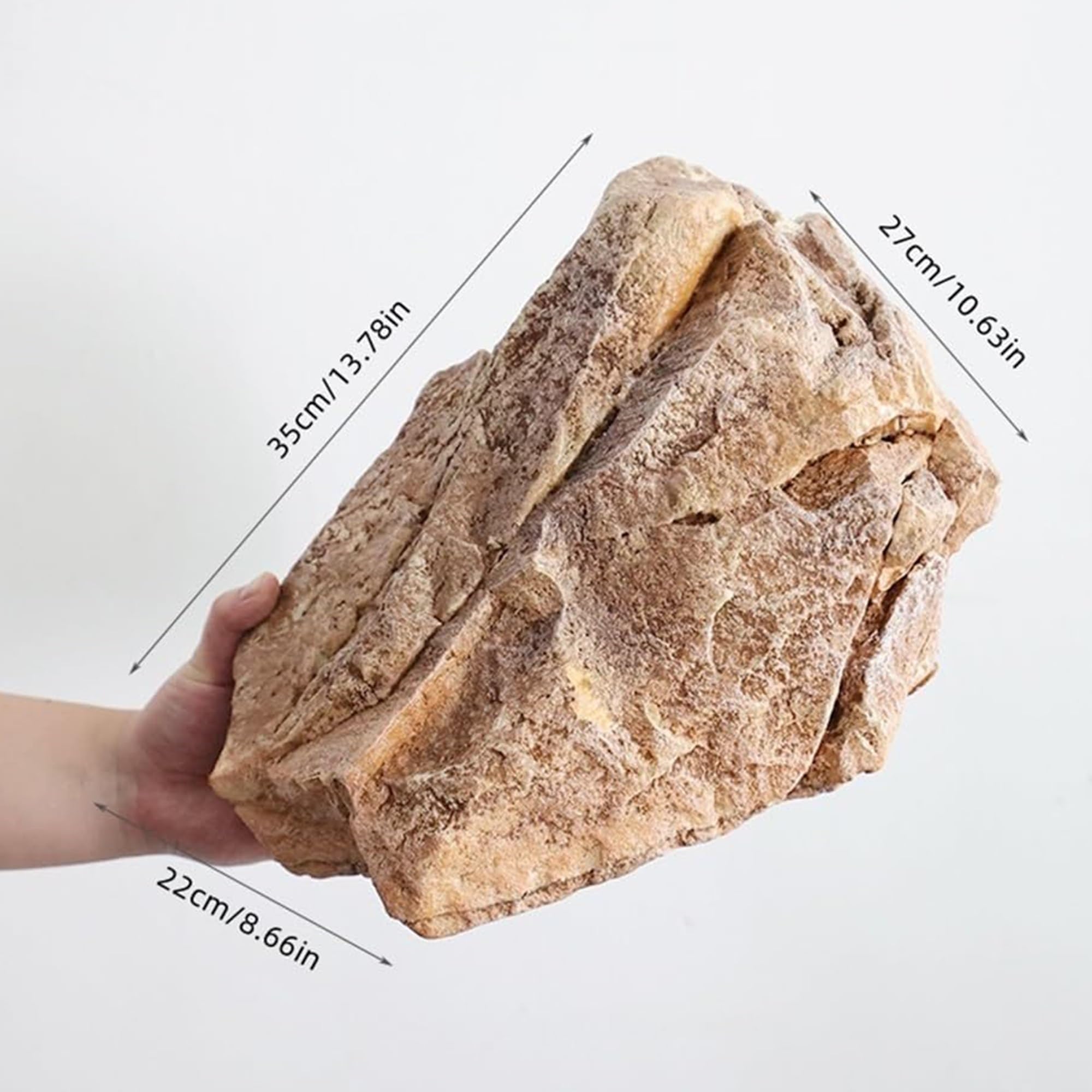 Roccia paesaggistica finta, masso decorativo artificiale in poliuretano | Pietra artificiale realistica per giardini e paesaggistica; ideale per nascondere impianti, laghetti e acquari(35x27x22cm)