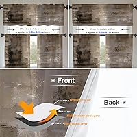 Vista 839 de Cenefas de cocina modernas con patrón de cobre marrón dorado para ventanas, cenefas opacas abstractas de marcas de arañazos y cortinas opacas