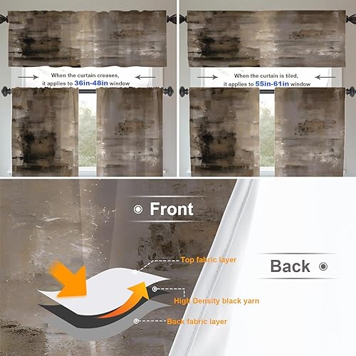 Miniatura 839 de Cenefas de cocina modernas con patrón de cobre marrón dorado para ventanas, cenefas opacas abstractas de marcas de arañazos y cortinas opacas