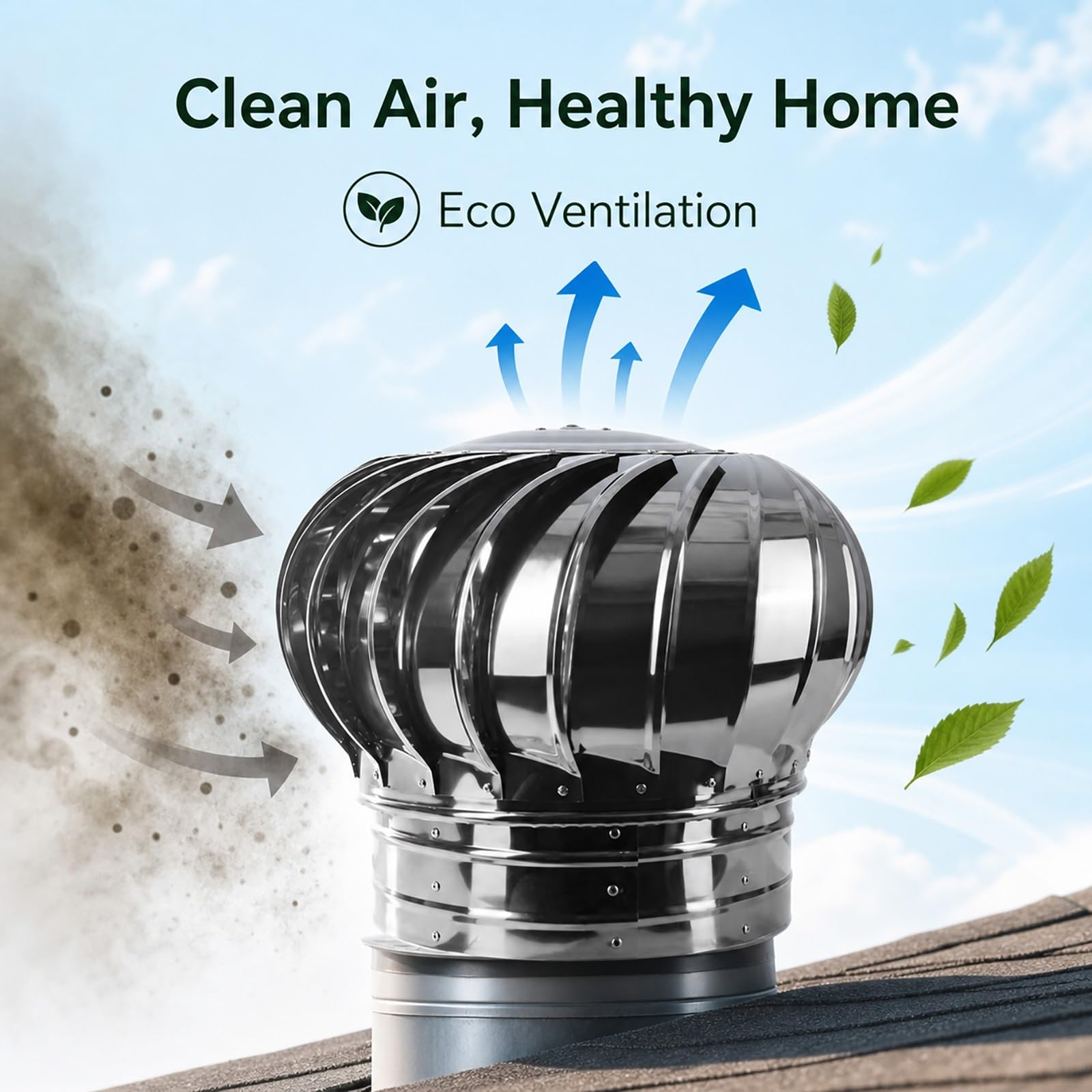 Campana De Ventilación Techo Sombrero Extractor De Humos Giratorio | Sombrerete Chimenea Acero Inoxidable 304 Redondo Cubierta Antilluvia para Ático Baño Casas Ventilación Mejorada(250mm)
