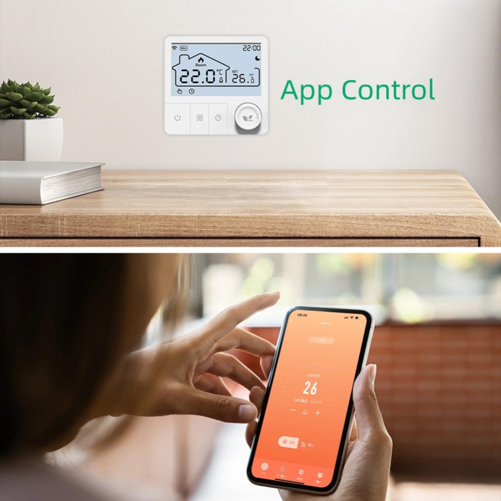 Termostato Caldaia Wireless RF Con App Tuya – Programmabile, Rotativo, Con Meteo E Umidità