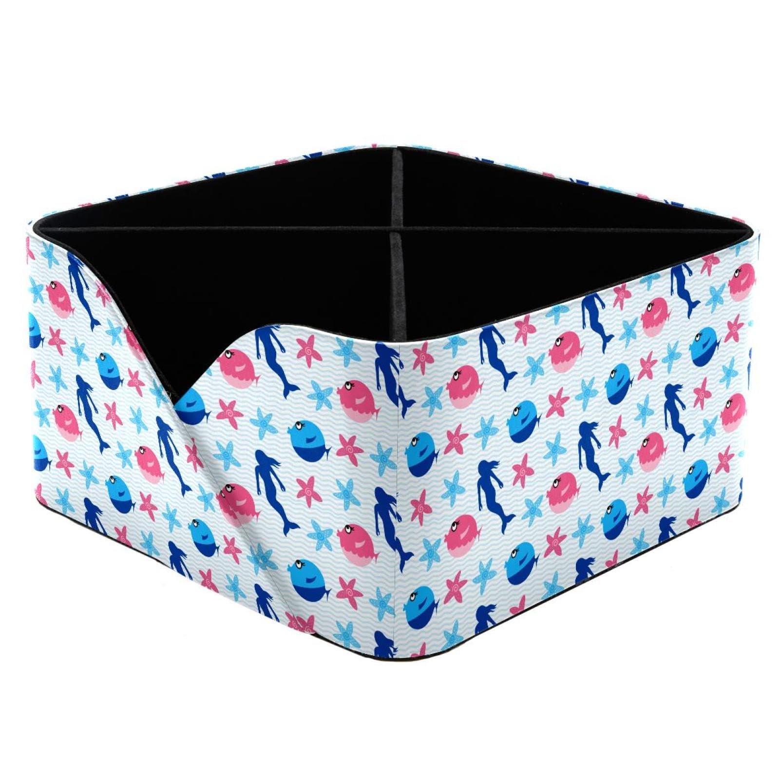 KengjuTesu Sea Mermaid Fish Desktop Organizer Pen Holder, Rectangular Pencil Cup for Office, Study and Makeup Stations