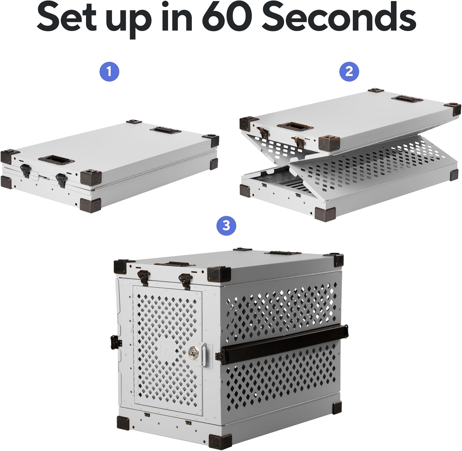 Impact Collapsible Dog Crate - Foldable Hard Crate for Intermediate Dogs - Heavy Duty Travel Kennel with Powder-Coated Aluminum - Quick Setup for Indoor & Outdoor (Gray, 34" (34.5" L x 23" W x 29" H))