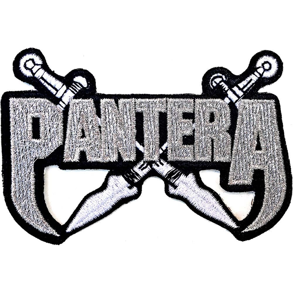 Pantera Fang Blades Patch Silver Heavy Metal Embroidered Iron On