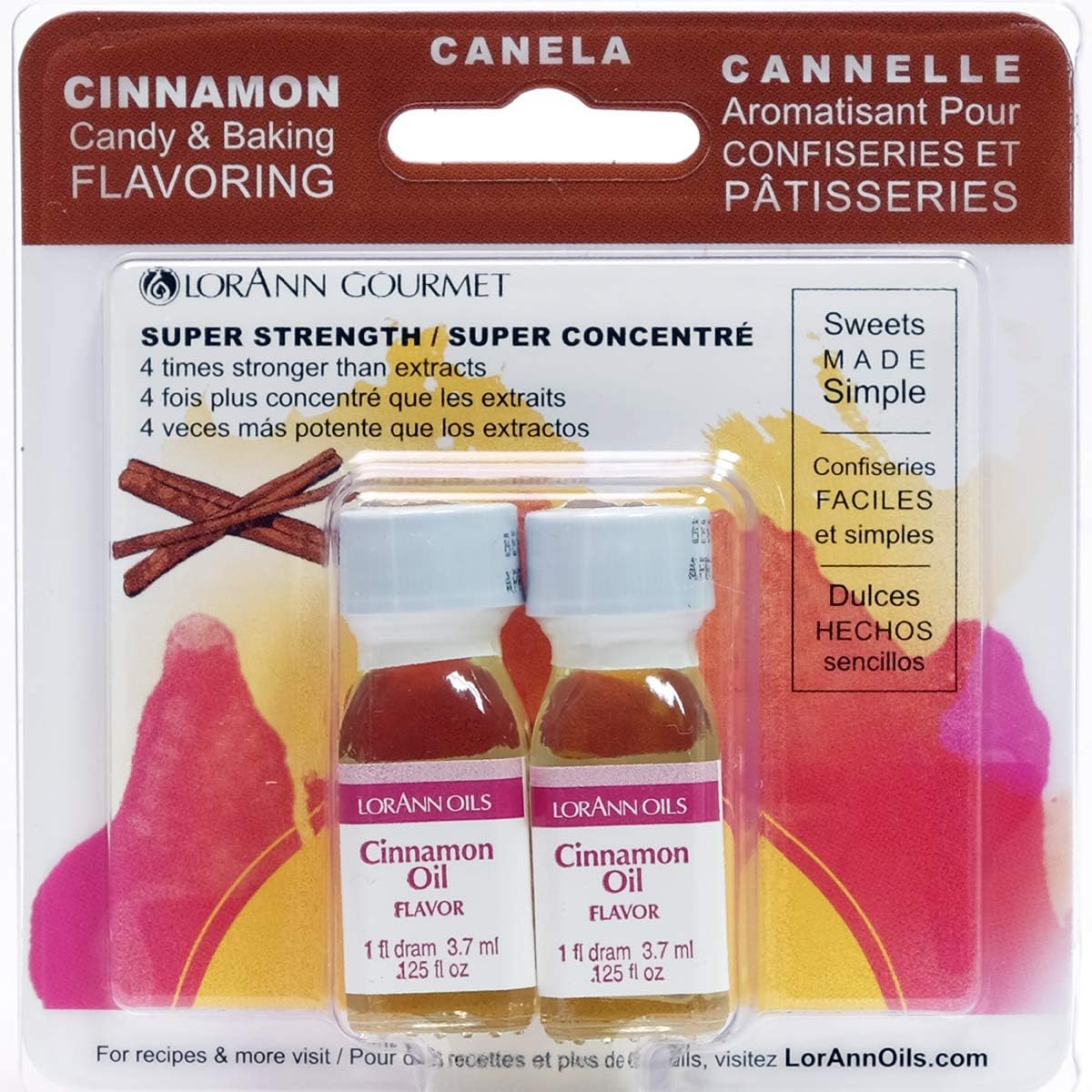 LorAnn Cinnamon Oil SS Flavor, 1 dram bottle (.0125 fl oz - 3.7ml) Twin pack blistered