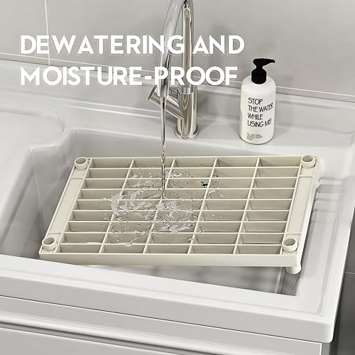 Miniatura 5 de Estante independiente de plástico blanco y metal de 4 niveles, organizador de baño, estantería de almacenamiento para el hogar, garaje, sótano,