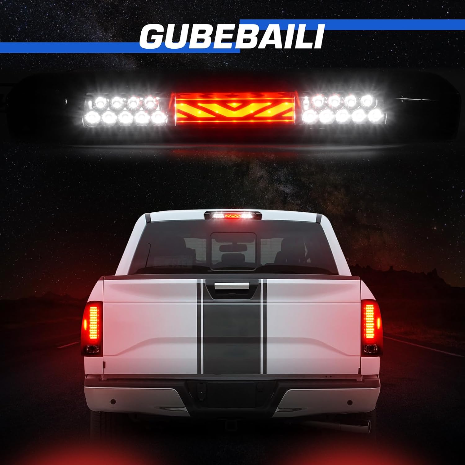 LED Tail Light + 3rd Brake Light Kit Fit for Dodge Ram 1500 2002-2006 / Fit for Dodge Ram 2500 3500 2003-2006 Rear Brake Cargo Lamp Taillight Assembly, Black Housing Smoke Lens