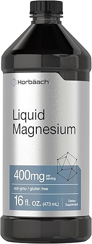 Horbaach - Magnesio líquido de 400 mg 16 oz Suplemento vegetariano, sin OMG y sin gluten