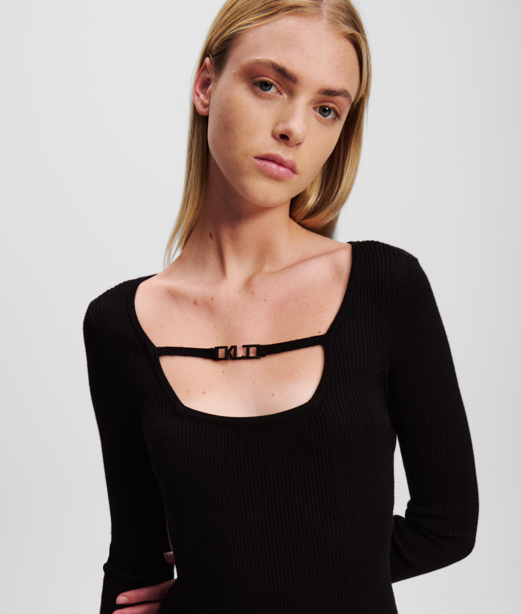 Karl Lagerfeld Jeans Donne Long Sleeve Knitted Logo Dress