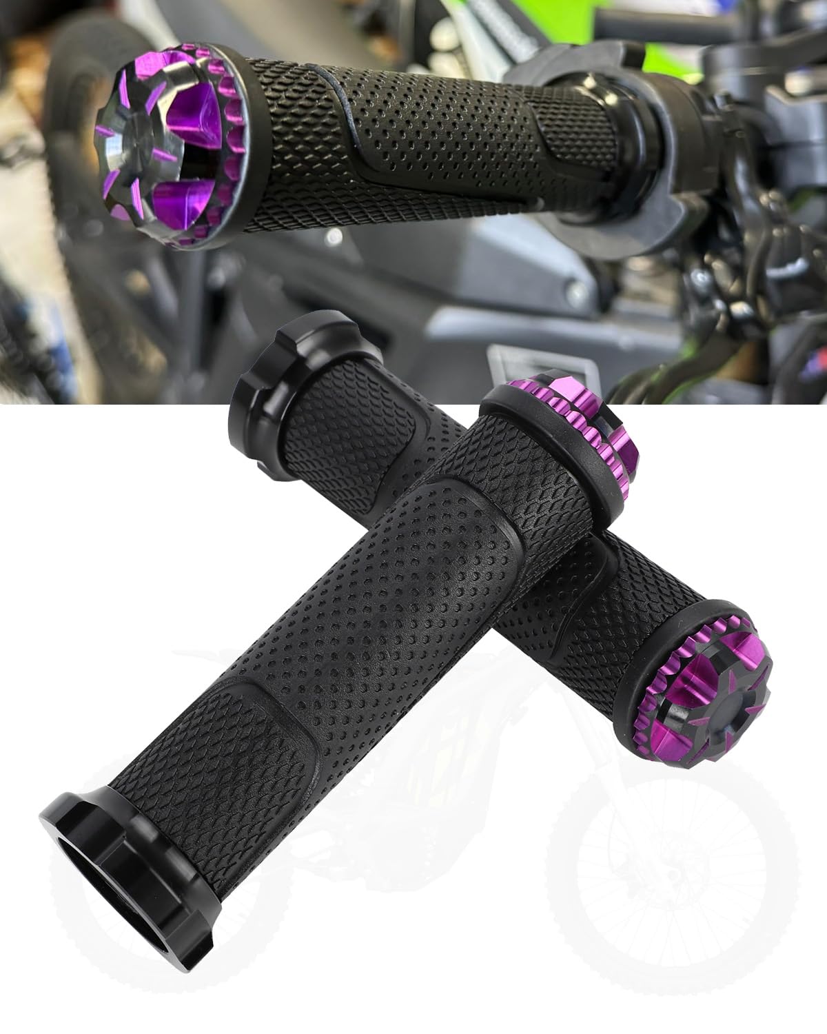 BAOUFF Throttle Grips for Surron Light Bee,Aluminium+Rubber Handlebar Handle Grips with End Plug for Dirt Bike Sur Ron Light Bee X/Light Bee S