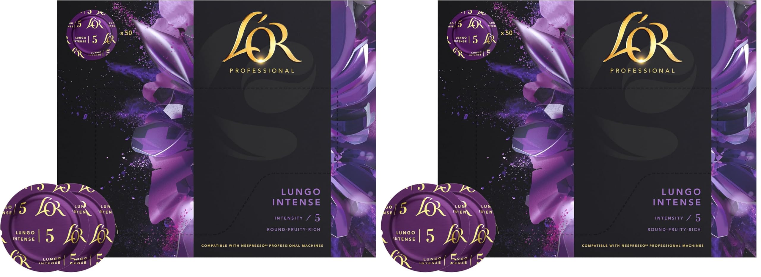 L'OR Suprême Lungo Intense 5, mild, Intensität 5/10, Nespresso* Pro kompatible Kaffeekapseln, 50 Kapseln (Packung mit 2)