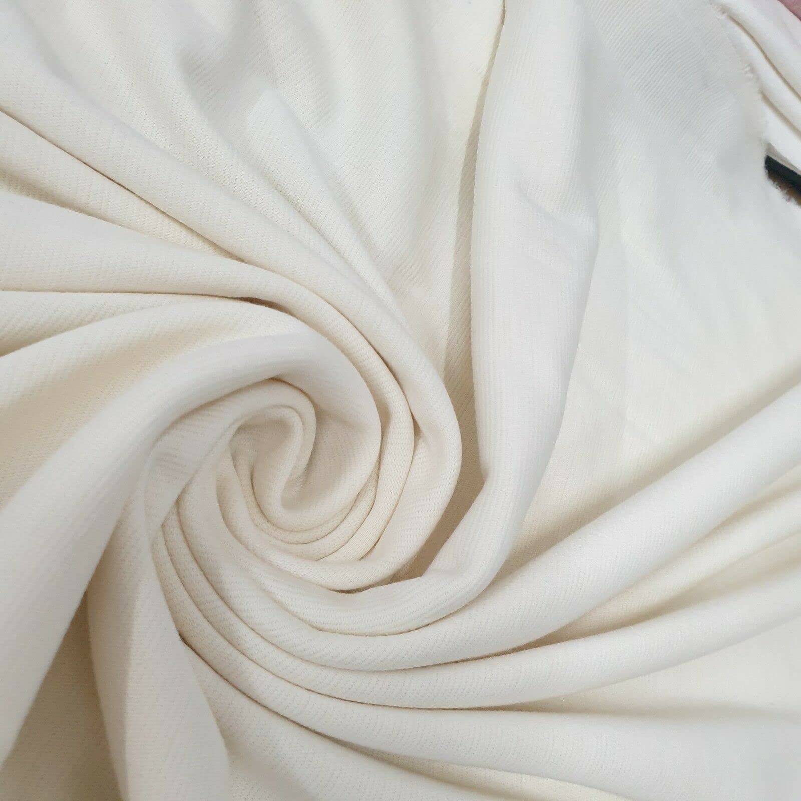 Jersey Stretch Fabric Ponte Roma 4 Way Stretch Dressmaking Material (Cream) โ image 1