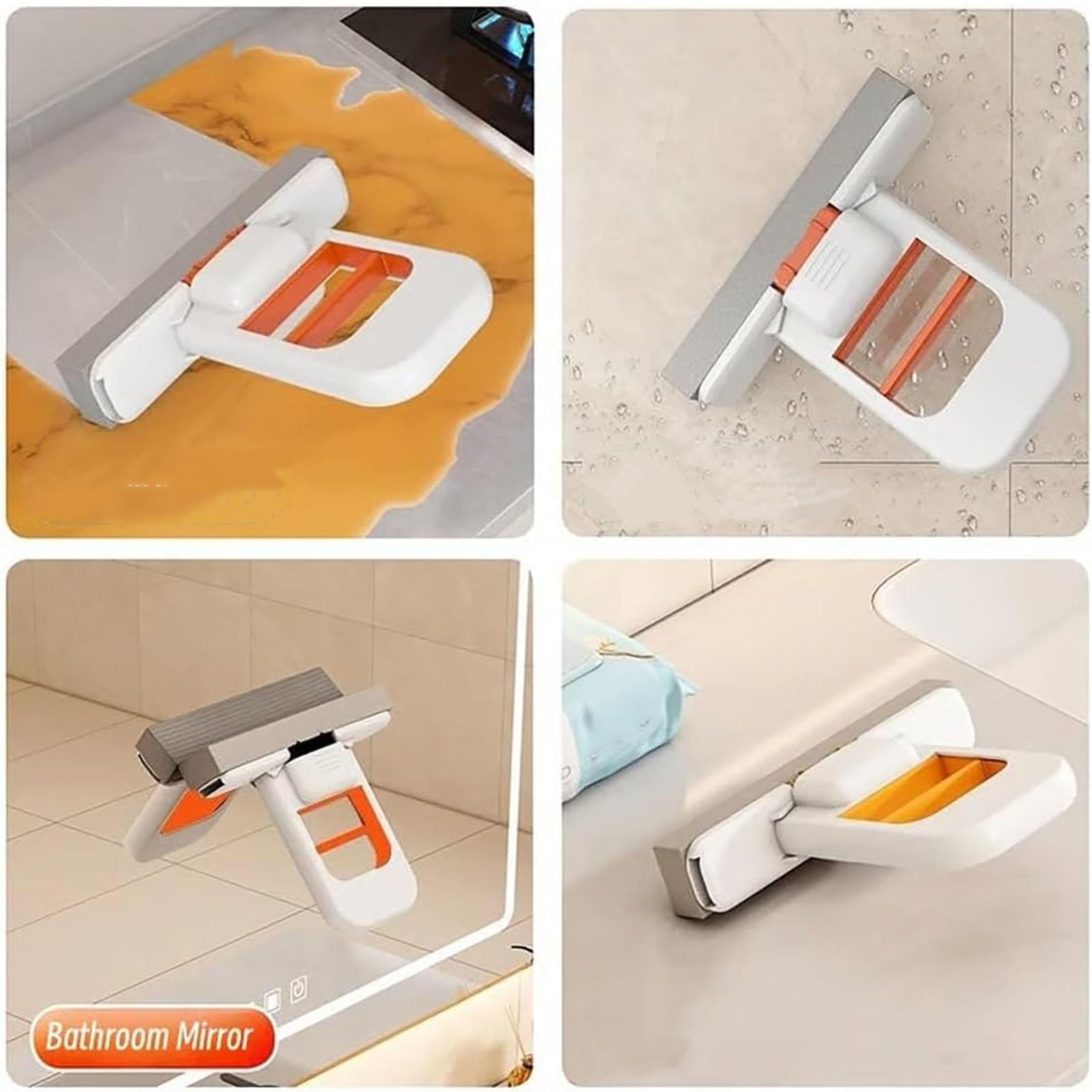 Mini Serpillère De Bureau Pliable – Éponge Nano Absorbante – Lavable à La Main – Pour Surfaces Délicates (verre, Cuisine) – Manche Avec Trou De Suspension