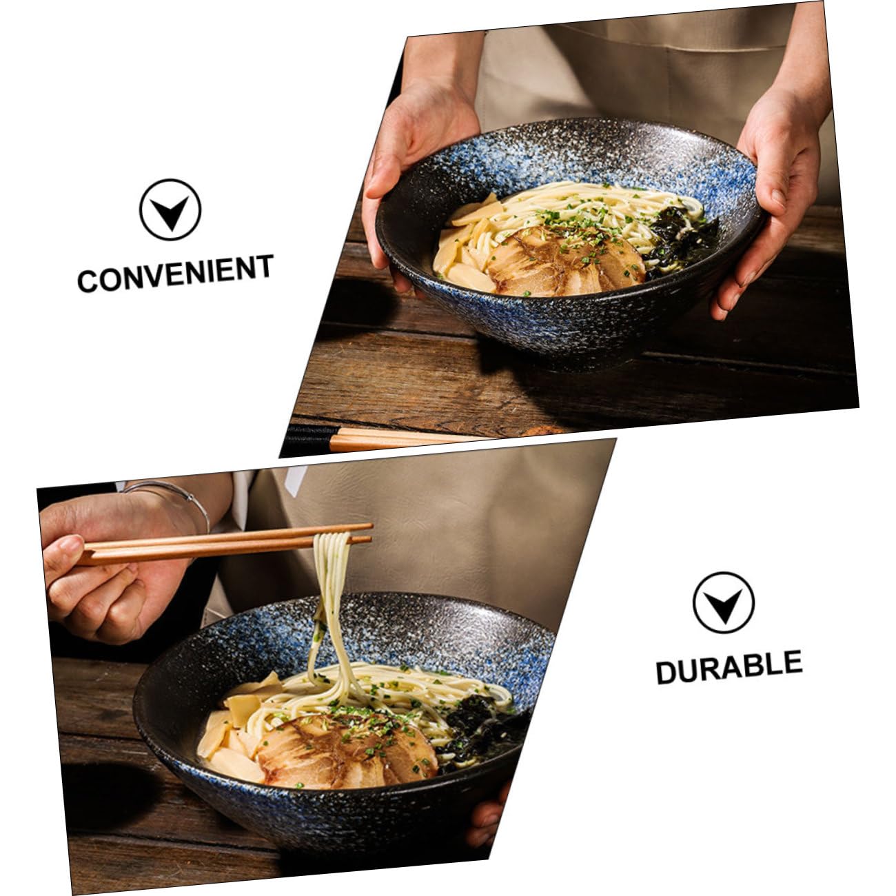 Alipis Bol Japonais Céramique Bleu Glacé Bol à Ramen Polyvalent pour Soupe Nouilles et Salade Vaisselle Maison et Restaurant