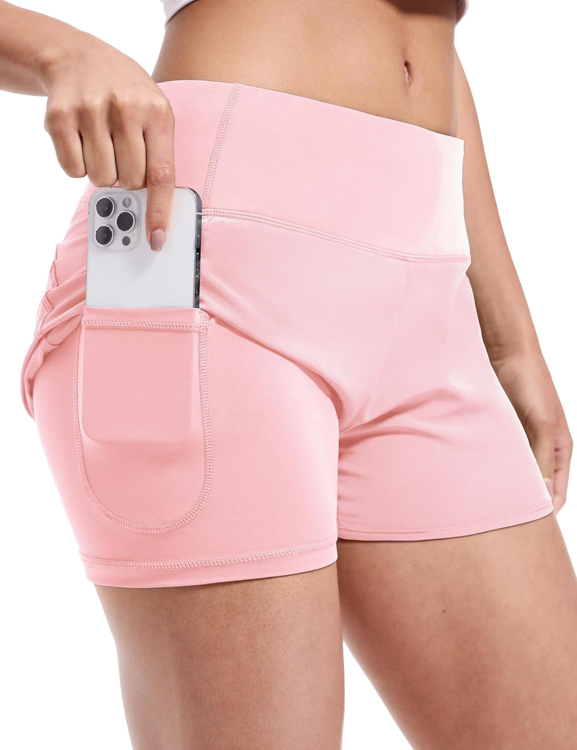 MIER Women’s 2 in 1 Running Shorts Athletic High Waisted Workout Tennis Gym Shorts with Liner Zipper Pocket 3″