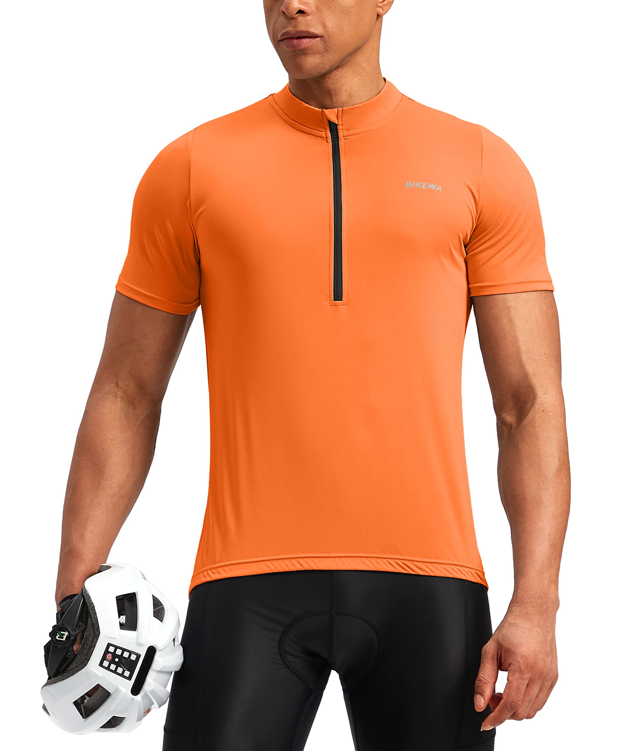 Men's Cycling Jersey Moisture Wicking Short Sleeve Half Zip Bike Road Mountain Biking Bicycle Biker Quick Dry UPF SPF Riding Sun Protection Racing Shirts for Men Zipper Pockets(Orange,4XL)