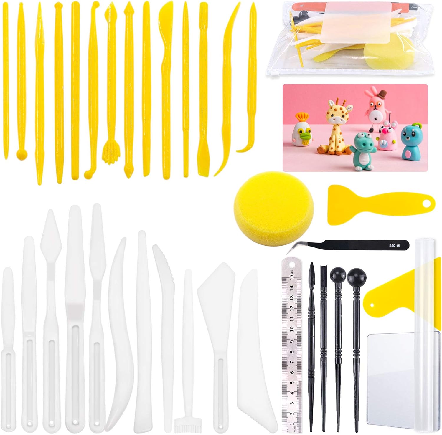 Keadic 36Pcs Plastic Clay Modeling Tools Set for Shaping