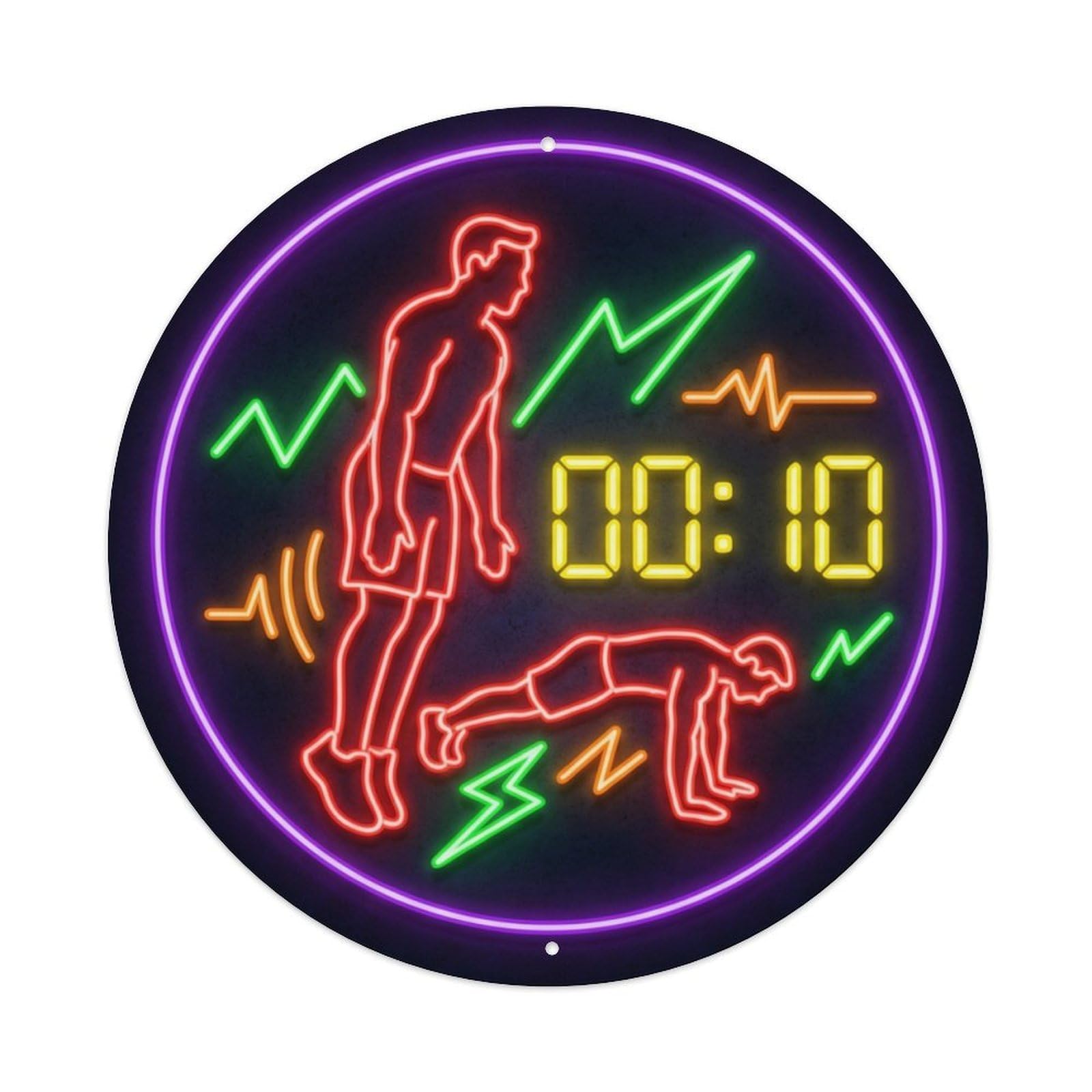 Vintage Faux Neon Gym Retro Bodybuilding Tabata Metal Tin Sign