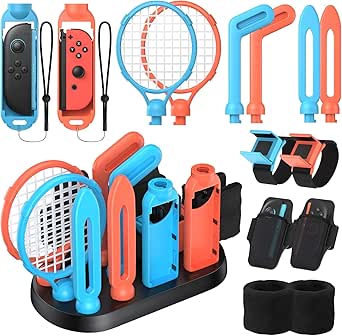 [Switch 1/2 Compatible] FASTSNAIL Sports Accessories Bundle for Nintendo Switch 2/Switch 1/OLED for Joy-con 2, Storage and Organizer Station for Switch 2/1 Sports Games, Family Party Pack Kit for Joycon