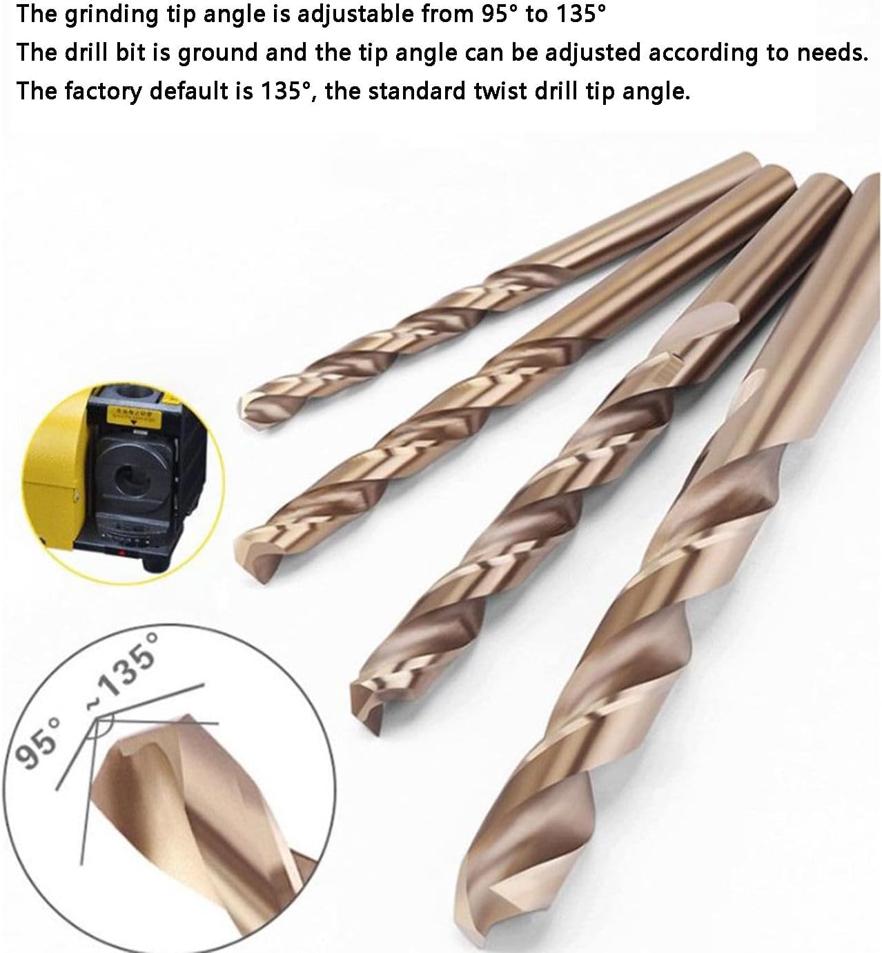 MR-13A Drill Bits Sharpener 3-13mm Drill Bits Sharpener with 11 Collets Angle Adjustable Grinding Machine 100°(95°)~135°Twist Drill High-Precision Sharpening Tool,CBN