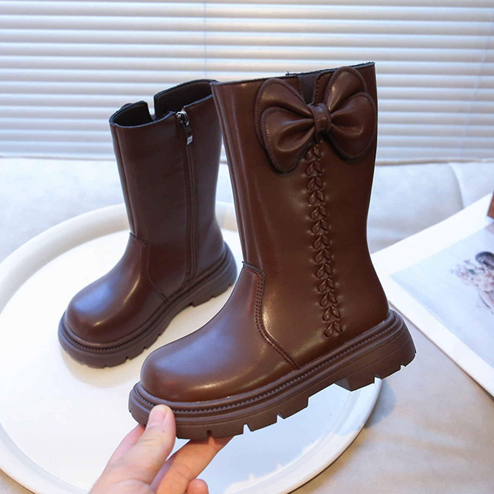 Ragazze Scarpe per Bambine Caldi Stivali Invernali Scarpe Invernali Morbido Bambini Moda Calzature da Escursionismo Stivali Piatti alla Moda Comodi Suola Morbida Fodera in Pile per Le giornate Fredde