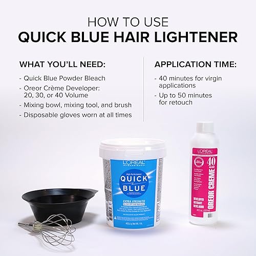Miniatura 4 de L'OREAL TECHNIQUE Quick Blue - Blanqueador de alto rendimiento  Polvo blanqueador profesional para el cabello  Fórmula sin goteo  Acción de