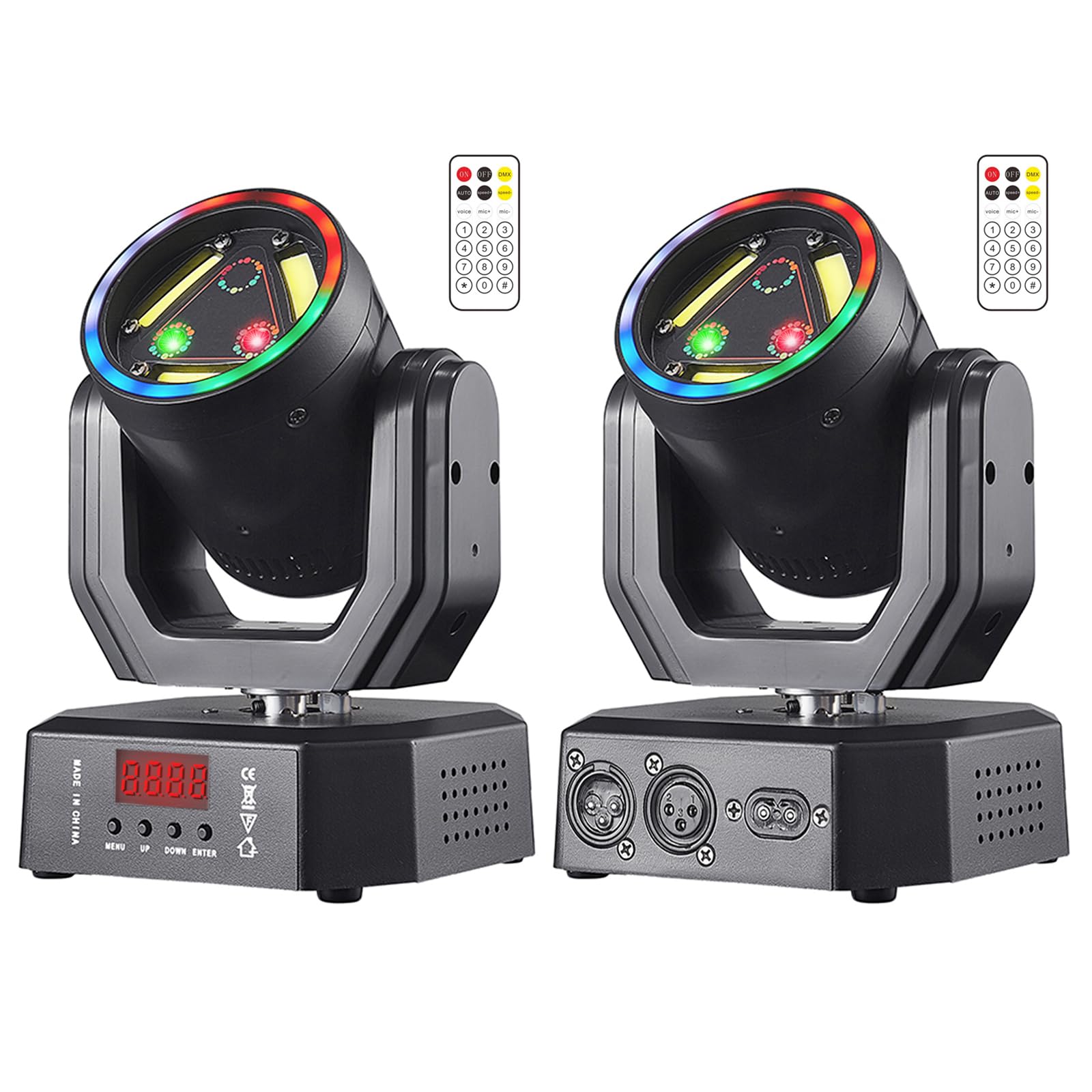 Lot de 2 lampes de scène haute luminosité R+G DMX 12 canaux son actif DJ lumière stroboscopique disco pour fête, club, karaoké