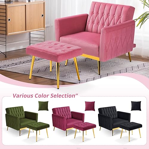 Miniatura 32 de Silla decorativa de terciopelo con reposabrazos y respaldo ajustables, sillón reclinable con botones, sillón reclinable individual con otomana y una