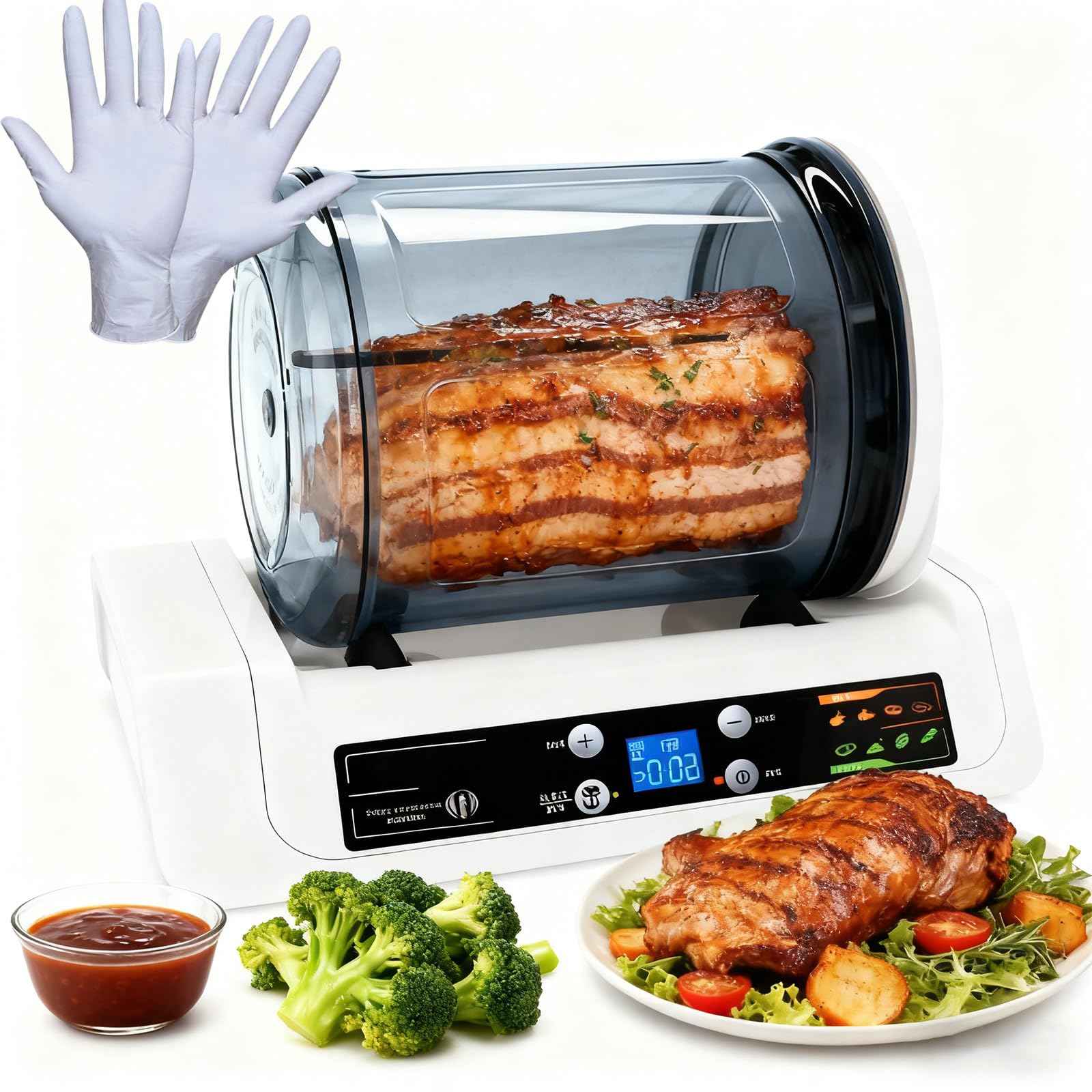 FHRKA Commercial Meat Tumbler Marinator/5l Vacuum Marinator | Precise Timing from 0 to 10 Hours, for BBQ/Restaurants
