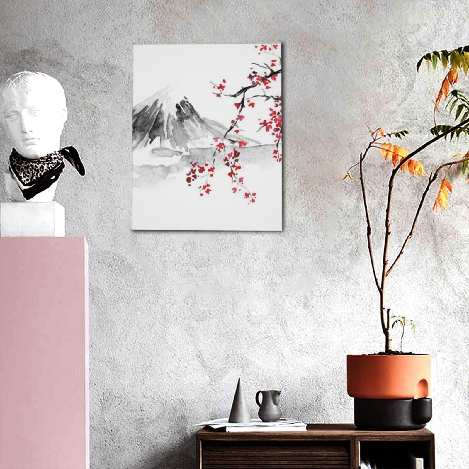 Amazon.co.jp: アートパネル 水墨画 サクラ 桜柄 富士山 太陽 壁掛け