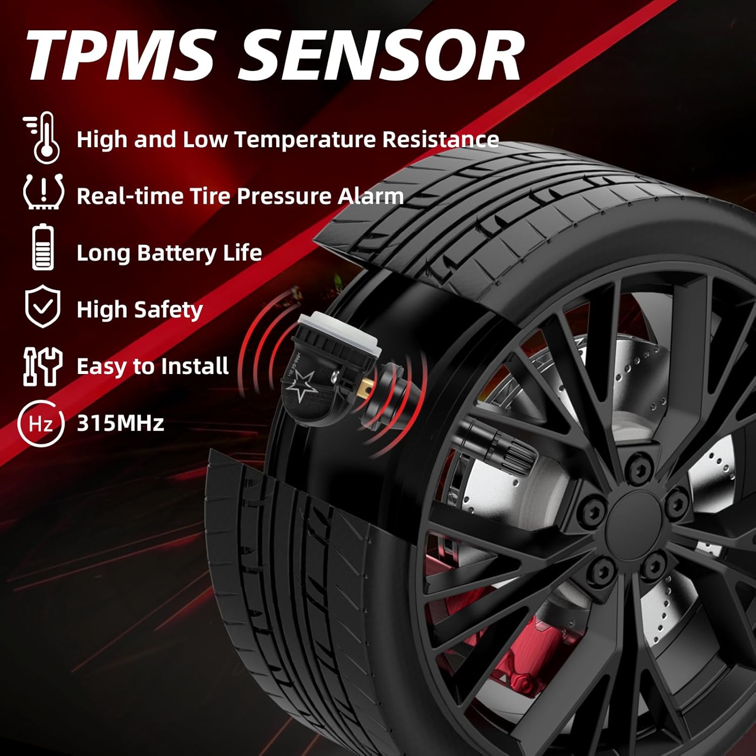 Pre-Programmed 13598771 4PCS Tire Pressure Monitoring Sensor 315Mhz for Cadillac Escalade Cts Xts, for:Chevy Silverado Equinox Cruze Avalanche Camaro Malibu Impala, for:GMC Acadia Yukon