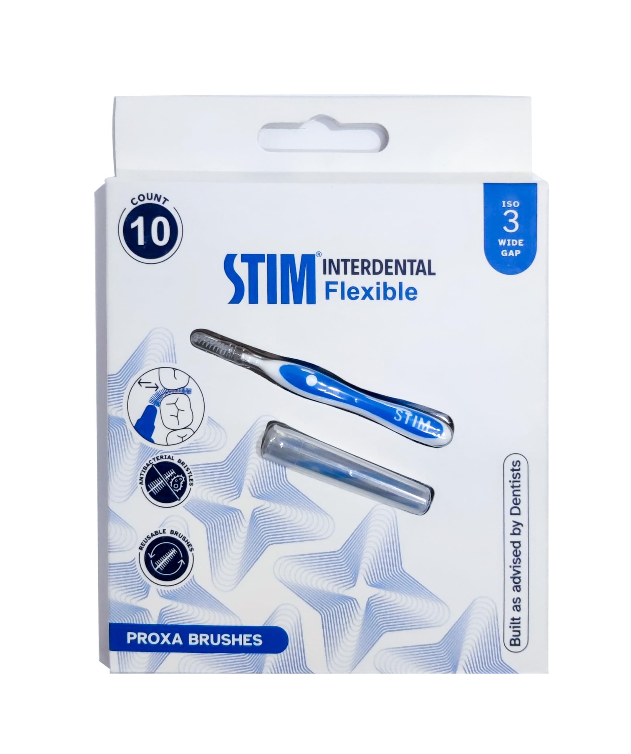STIM Interdental Flexible | Interdental Brush | 10 Brushes | ISO - 3 For Wide Gaps Between The Teeth - Pack of 1